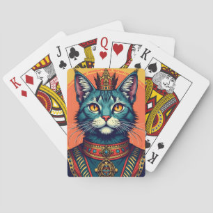Blaue Cartoon-Katze mit Augen Spielkarten