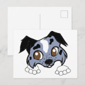 blaue Cartoon-Kleider Postkarte (Vorne/Hinten)