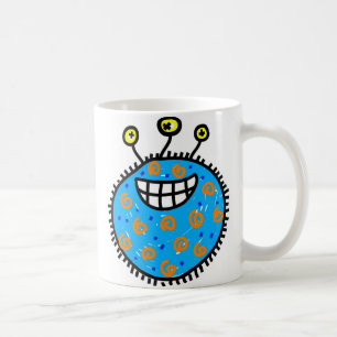 Blaue Cartoon-Mikrobe Kaffeetasse