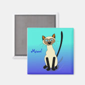 Blaue Cartoon Siamese Cat Meow Template Magnet (Vorderseite/Rückseite)