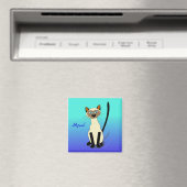 Blaue Cartoon Siamese Cat Meow Template Magnet (In Situ (Geschirrspüler))
