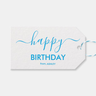 Blaue Casual Script Type Frohe Geburtstag Geschenkanhänger