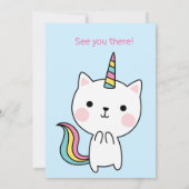 Blaue Caticorn-Geburtstag Einladung (Rückseite)