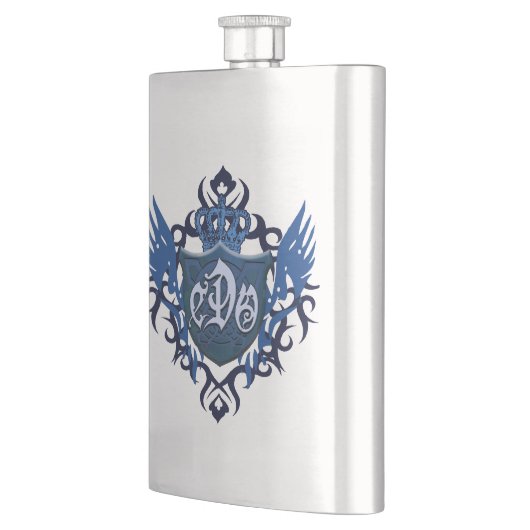 Blaue CDO-Logo-Flasche Flachmann (Links)