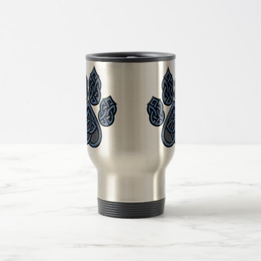 Blaue Celtic Pawprint Reise-Tasse Reisebecher (Mittel)
