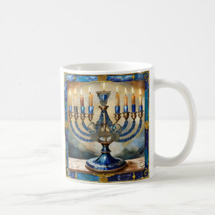 Blaue Chanukka-Menora Kaffeetasse