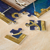 Blaue Chanukka-Menora Puzzle (Seite)