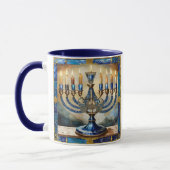 Blaue Chanukka-Menora Tasse (Links)