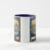 Blaue Chanukka-Menora Tasse (Zentrum)