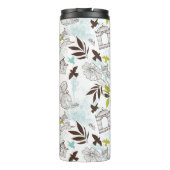 Blaue Chartreuse-Vogelkäfige Floralmuster-Monogram Thermosbecher (Rückseite)