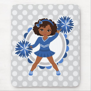 Blaue Cheerleader-afrikanischer Amerikaner - Mousepad