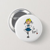 Blaue Cheerleader Button (Vorne & Hinten)