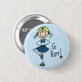 Blaue Cheerleader-T-Shirts und Geschenke Button (Vorne & Hinten)