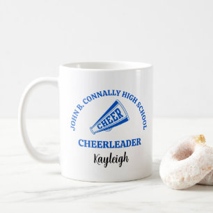 Blaue Cheerleaderin der High School personalisiert Kaffeetasse