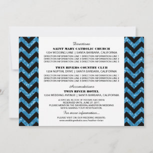 Blaue Chevron Glitter Informationskarte Einladung