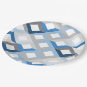blaue Chevron-Papierteller Pappteller (Schrägansicht)