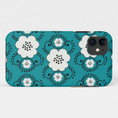 blaue chic Blumenmuster Case-Mate iPhone Hülle (Rückseite (Horizontal))