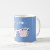 Blaue Chic in rosa Sonnenbrille Kaffeetasse (VorderseiteRechts)