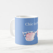 Blaue Chic in rosa Sonnenbrille Kaffeetasse (Vorderseite Links)