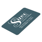 Blaue Chic Typografie Speichern Sie das Date Magne Magnet (Linke Seite)