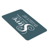 Blaue Chic Typografie Speichern Sie das Date Magne Magnet (Rechte Seite)