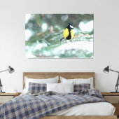 Blaue Chickadee auf grünem Spruce Leinwanddruck (Insitu (Schlafzimmer))