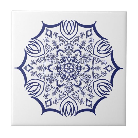 Blaue China Fliese (Vorderseite)