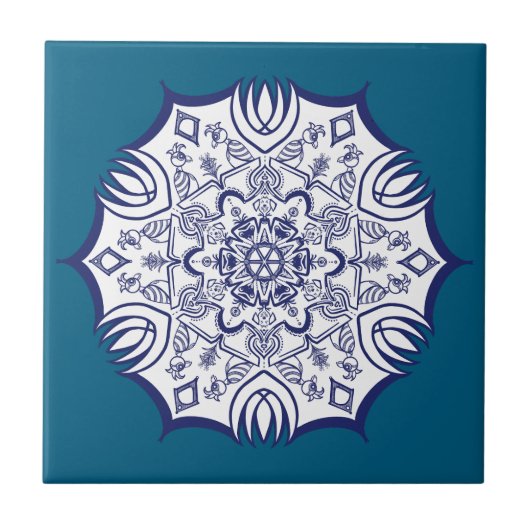 Blaue China Fliese (Vorderseite)