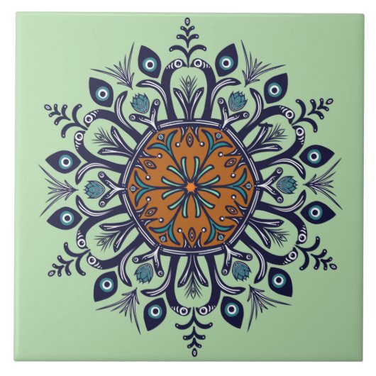 Blaue China. Was sehen Sie? Fliese (Vorderseite)