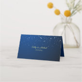 Blaue chinesische Hochzeit Sternennacht doppeltes Platzkarte (Rückseite)