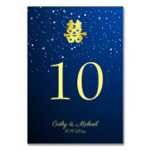 Blaue chinesische Hochzeit Sternennacht doppeltes  Tischnummer (Rückseite)