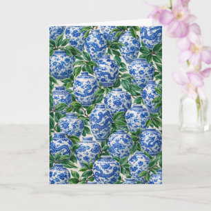 Blaue chinesische Porzellan Ginger Jar Karte