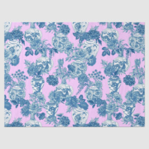 Blaue Chinesische Vasen und florale Bouquet Wasser Seidenpapier