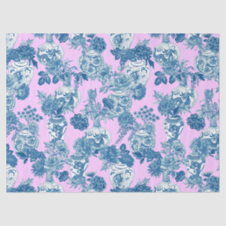 Blaue Chinesische Vasen und florale Bouquet Wasser Seidenpapier