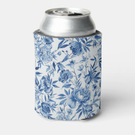 Blaue Chinoiserie-Aquarell-Blumen-Botanik Dosenkühler