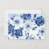 Blaue Chinoiserie, Aquarellwaschung Hochzeit RSVP Karte (Rückseite)
