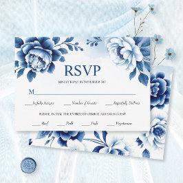 Blaue Chinoiserie, Aquarellwaschung Hochzeit RSVP Karte