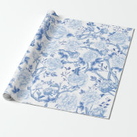 Blaue Chinoiserie Blume Vögel Porzellan