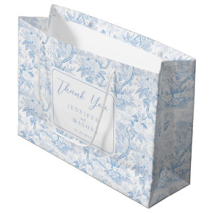 Blaue Chinoiserie Blumen Hochzeit Danke Große Geschenktüte