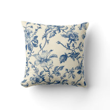 Blaue Chinoiserie-Blumen im Vintage-Botanikstil