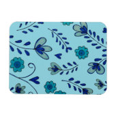 Blaue Chinoiserie-Blumen Magnet (Horizontal)