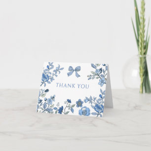 Blaue Chinoiserie-Blumen-Notiz Dankeskarte