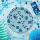 Blaue Chinoiserie-Blumen Pappteller (Party)