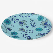 Blaue Chinoiserie-Blumen Pappteller (Schrägansicht)