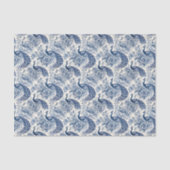 Blaue Chinoiserie Blumen Pfauen Decoupage Seidenpapier (Vorderseite)