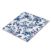 Blaue Chinoiserie Blumendekoration Fliese (Seite)