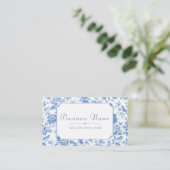 Blaue Chinoiserie Blumengraphik Visitenkarte (Stehend Vorderseite)