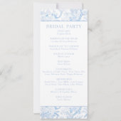 Blaue Chinoiserie Blumenstrauß Hochzeitsprogramm (Rückseite)