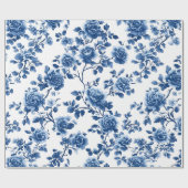 Blaue Chinoiserie-Blumenverpackungspapier Geschenkpapier (Flach)