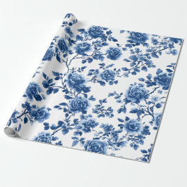 Blaue Chinoiserie-Blumenverpackungspapier Geschenkpapier